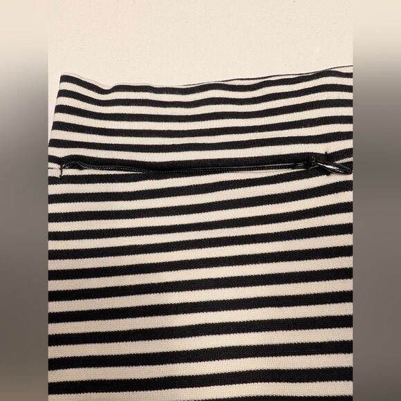 Toad & Co Black White Striped Stretch Pencil Mini Skirt L Parisian Minimalist - Picture 6 of 8
